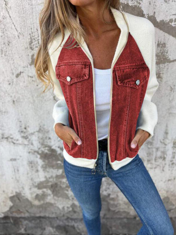 Amalie | Patchwork-Bomberjacke im Trucker-Stil