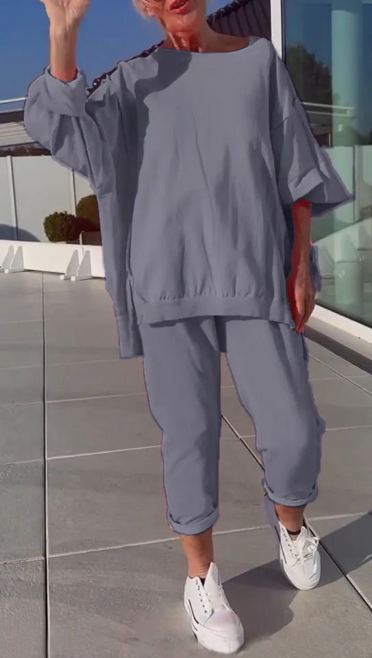Frieda | Loungewear-Set mit Pullover-Top und verkürzter Hose