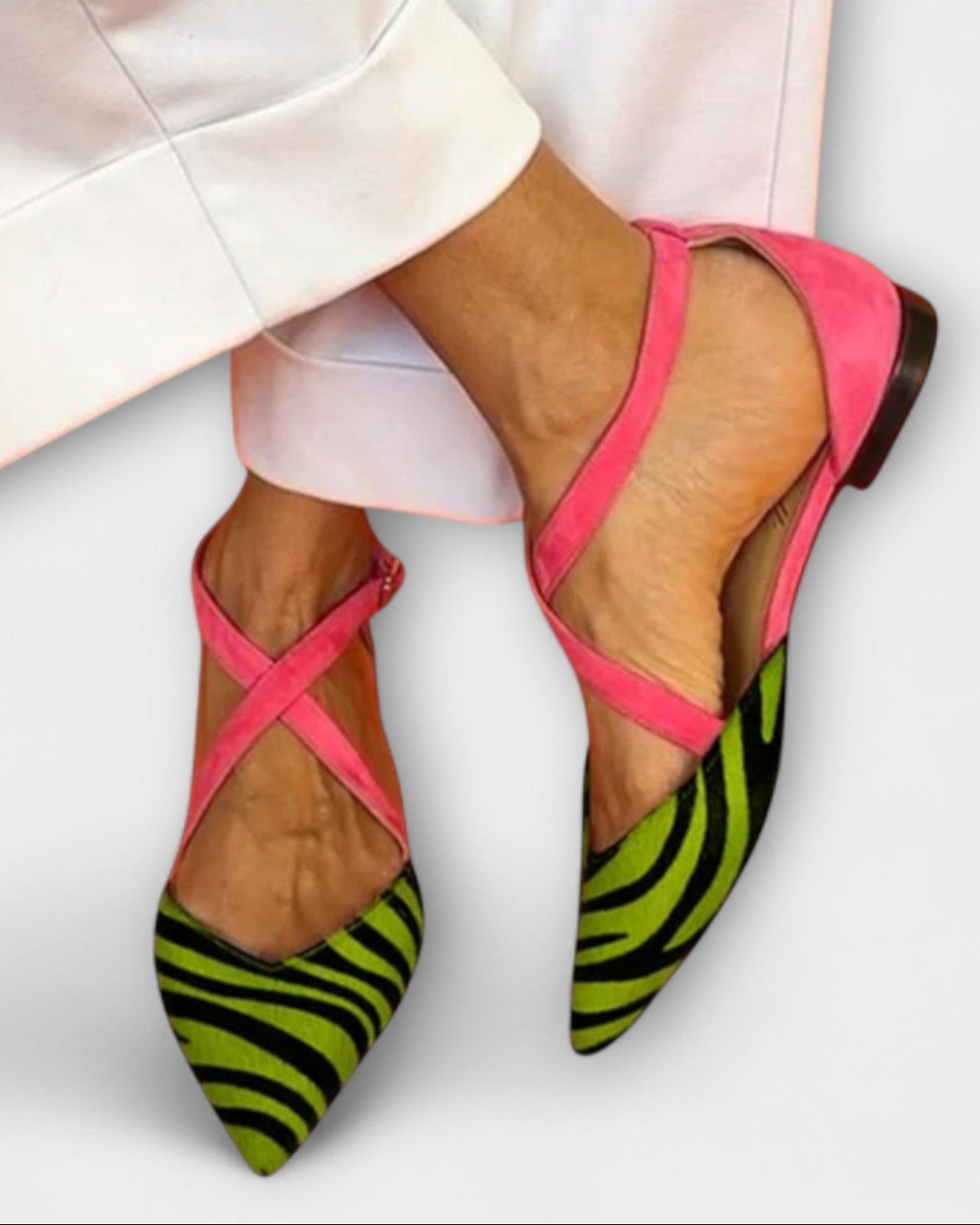 Lorelei | Ballerinas mit Zebradruck und gekreuzten Riemchen