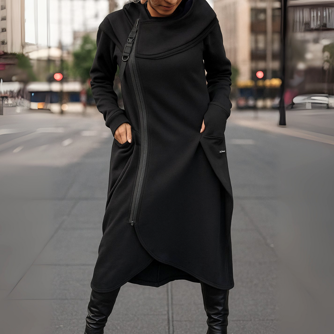 Hildegard | Kapuzenkleid im urbanen Layer-Look