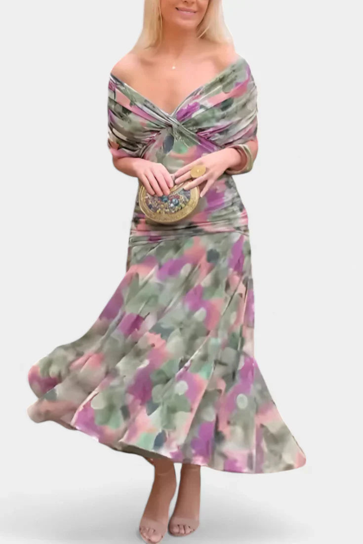 Stefanie | Midikleid aus Tüll mit V-Ausschnitt