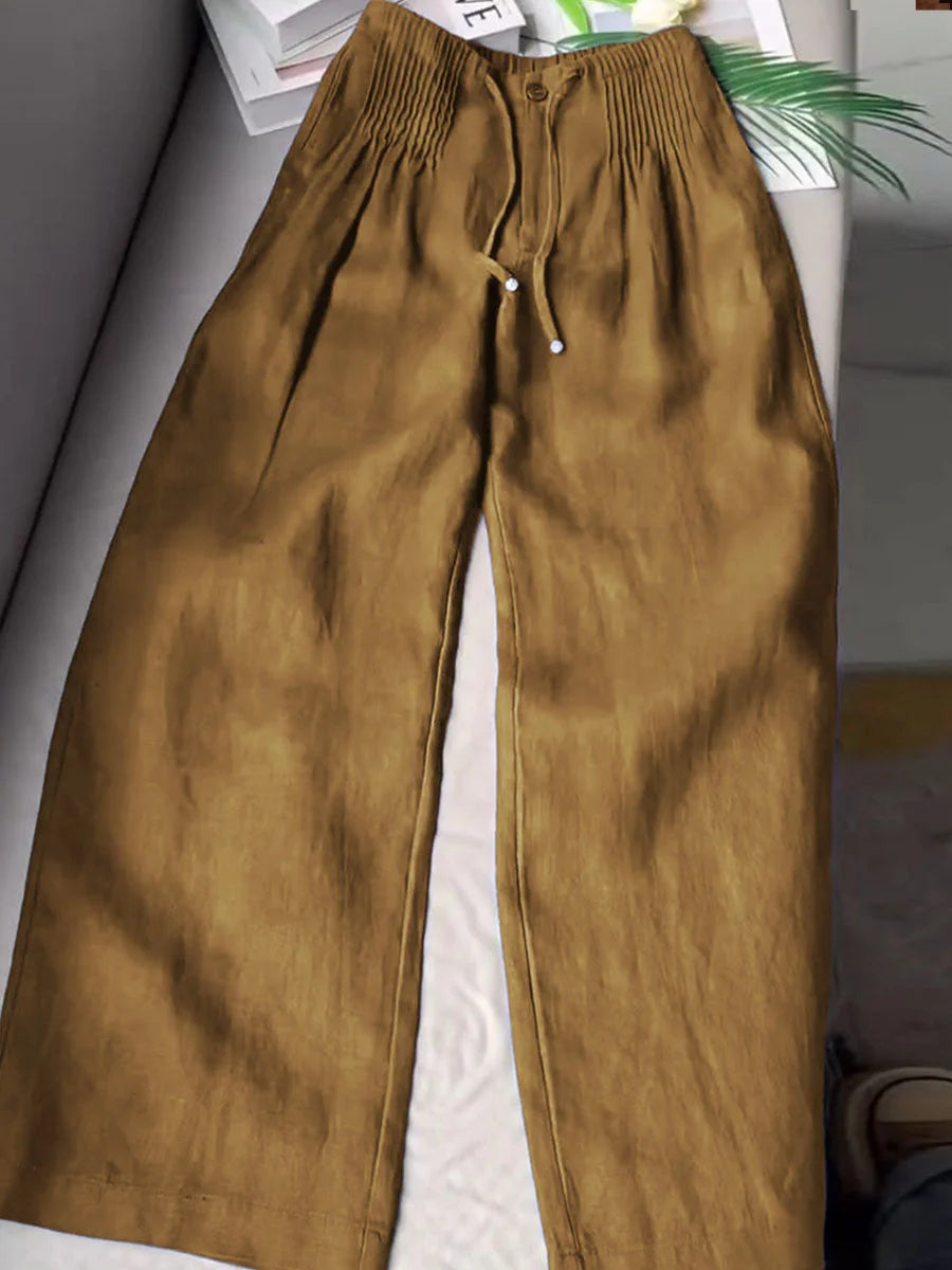 Doris | Weite Baumwollhose mit Kordelzug