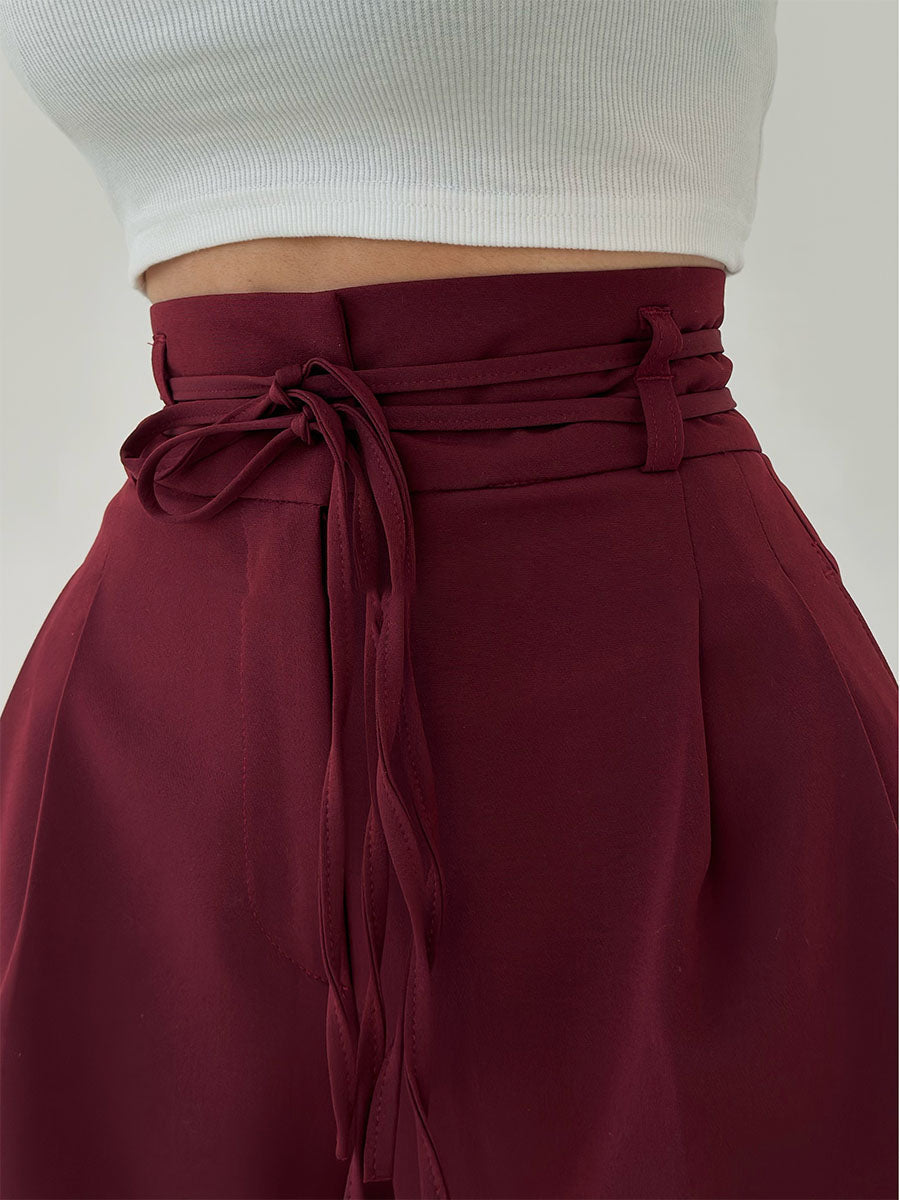 Francesca | Hochtaillierte Palazzo-Hose mit Bindegürtel