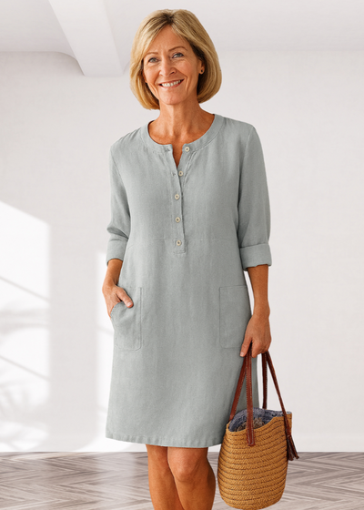 Eva | Gerade geschnittenes Kleid aus Baumwollmischung