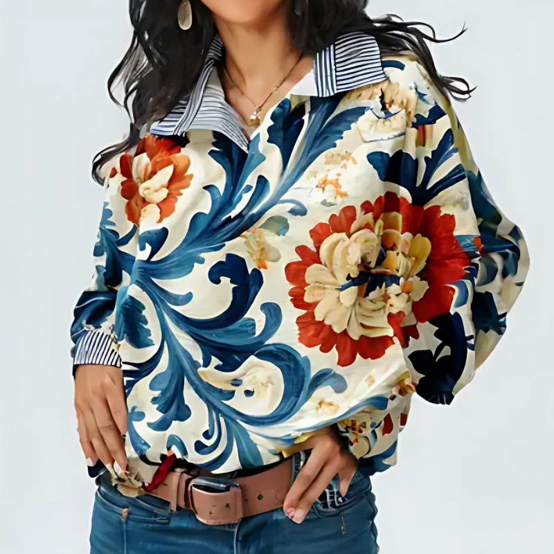 Luise | Bedruckte Bluse im Vintage-Stil