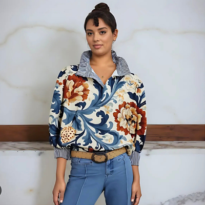 Luise | Bedruckte Bluse im Vintage-Stil