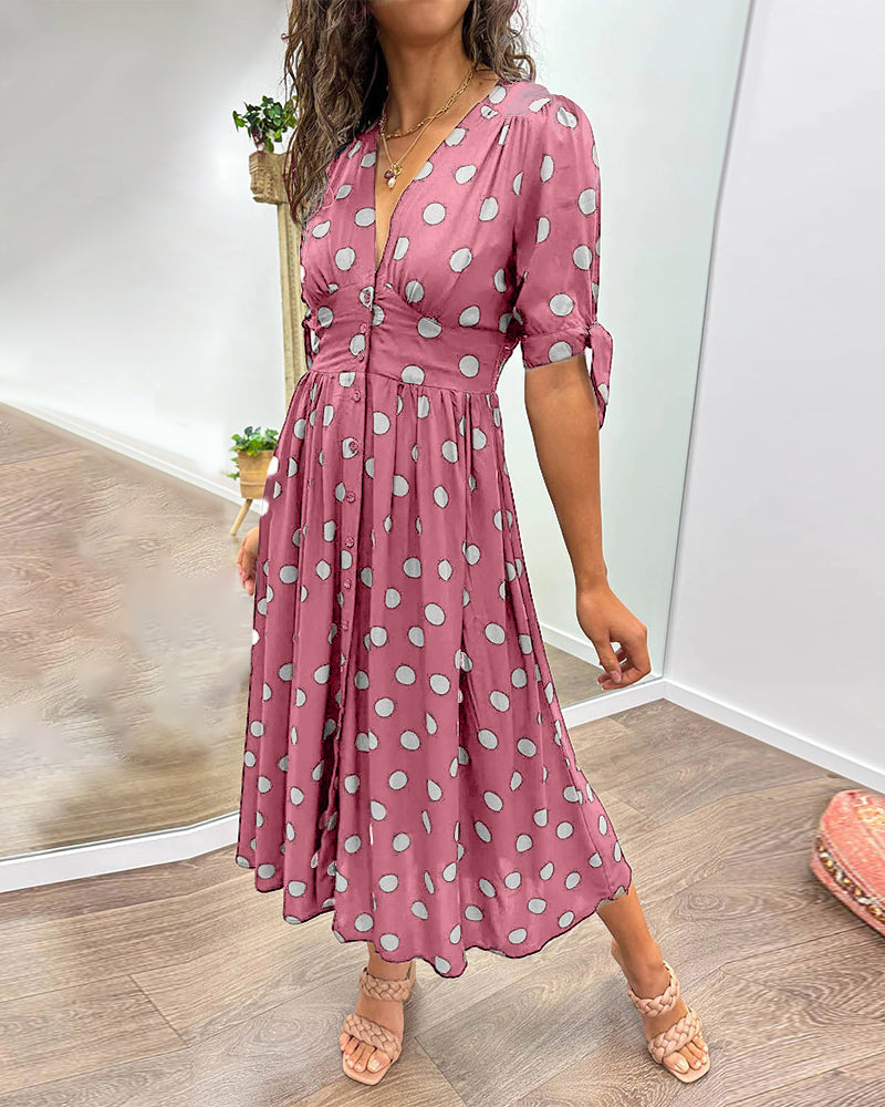 Adelina | Klassisches Midikleid mit Tupfenmuster