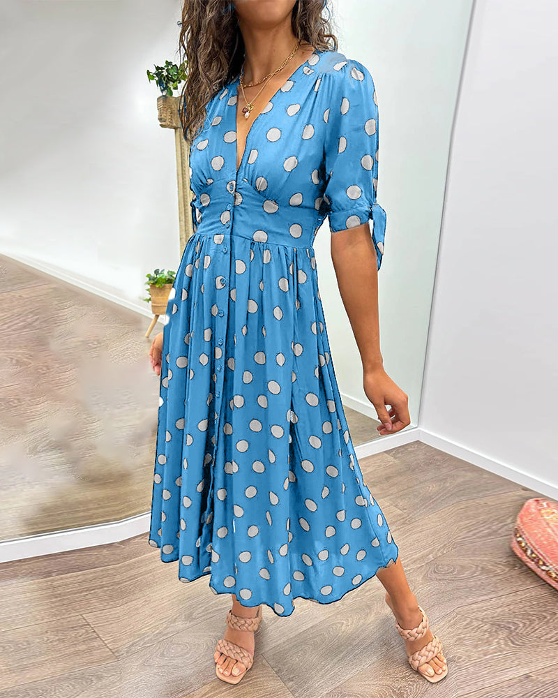 Adelina | Klassisches Midikleid mit Tupfenmuster
