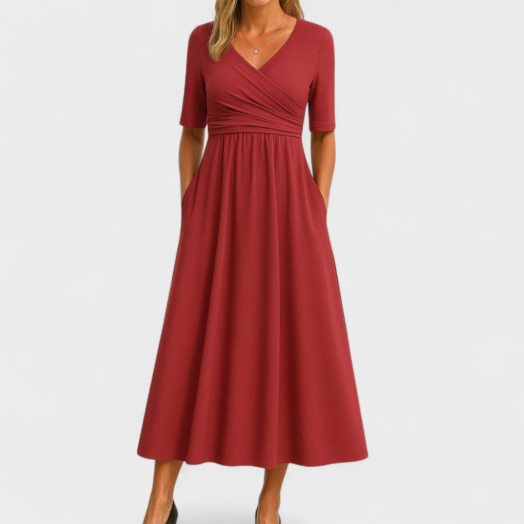 Emma | Midikleid in A-Linie mit überkreuztem Ausschnitt