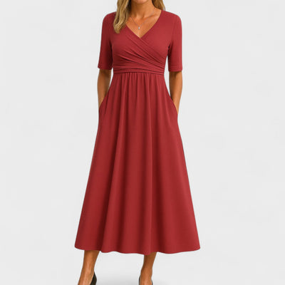 Emma | Midikleid in A-Linie mit überkreuztem Ausschnitt