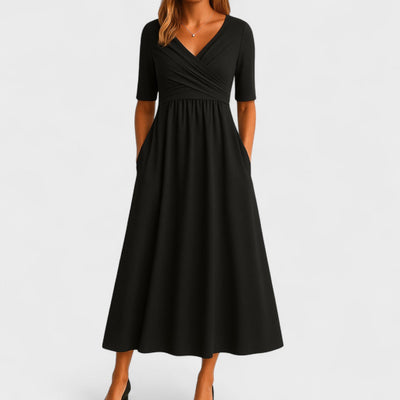 Emma | Midikleid in A-Linie mit überkreuztem Ausschnitt