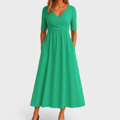 Emma | Midikleid in A-Linie mit überkreuztem Ausschnitt