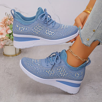 Svenja | Damen-Plateau-Sneaker mit Strasssteinen