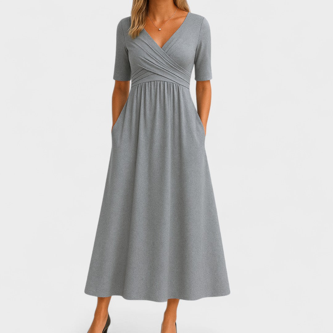 Emma | Midikleid in A-Linie mit überkreuztem Ausschnitt