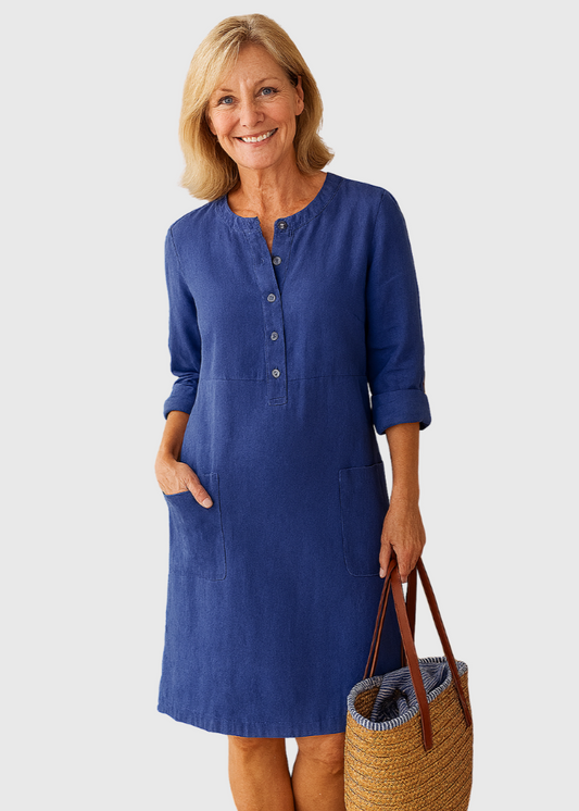 Eva | Gerade geschnittenes Kleid aus Baumwollmischung