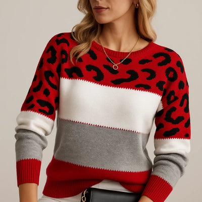 Luzia | Gestrickter Pullover mit Leopardenmuster