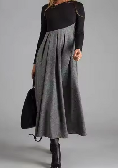 Karin | Asymmetrisches Midikleid mit Farbblöcken