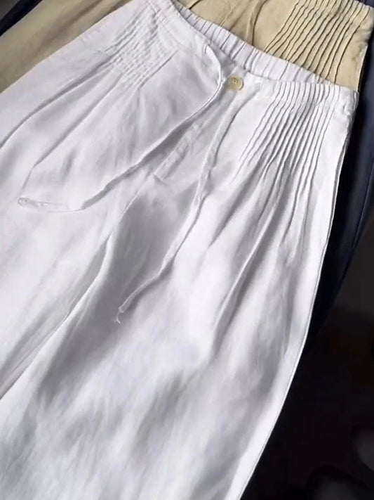 Doris | Weite Baumwollhose mit Kordelzug