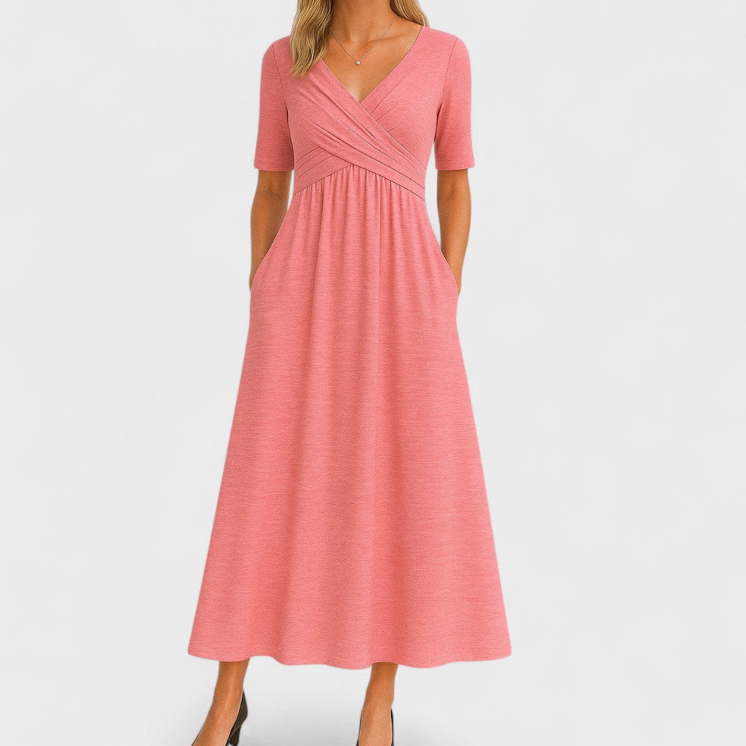 Emma | Midikleid in A-Linie mit überkreuztem Ausschnitt