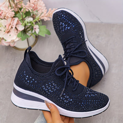 Svenja | Damen-Plateau-Sneaker mit Strasssteinen