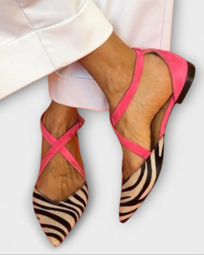 Lorelei | Ballerinas mit Zebradruck und gekreuzten Riemchen