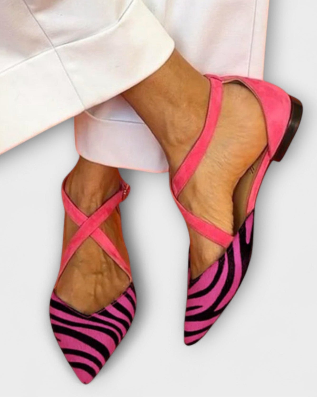Lorelei | Ballerinas mit Zebradruck und gekreuzten Riemchen