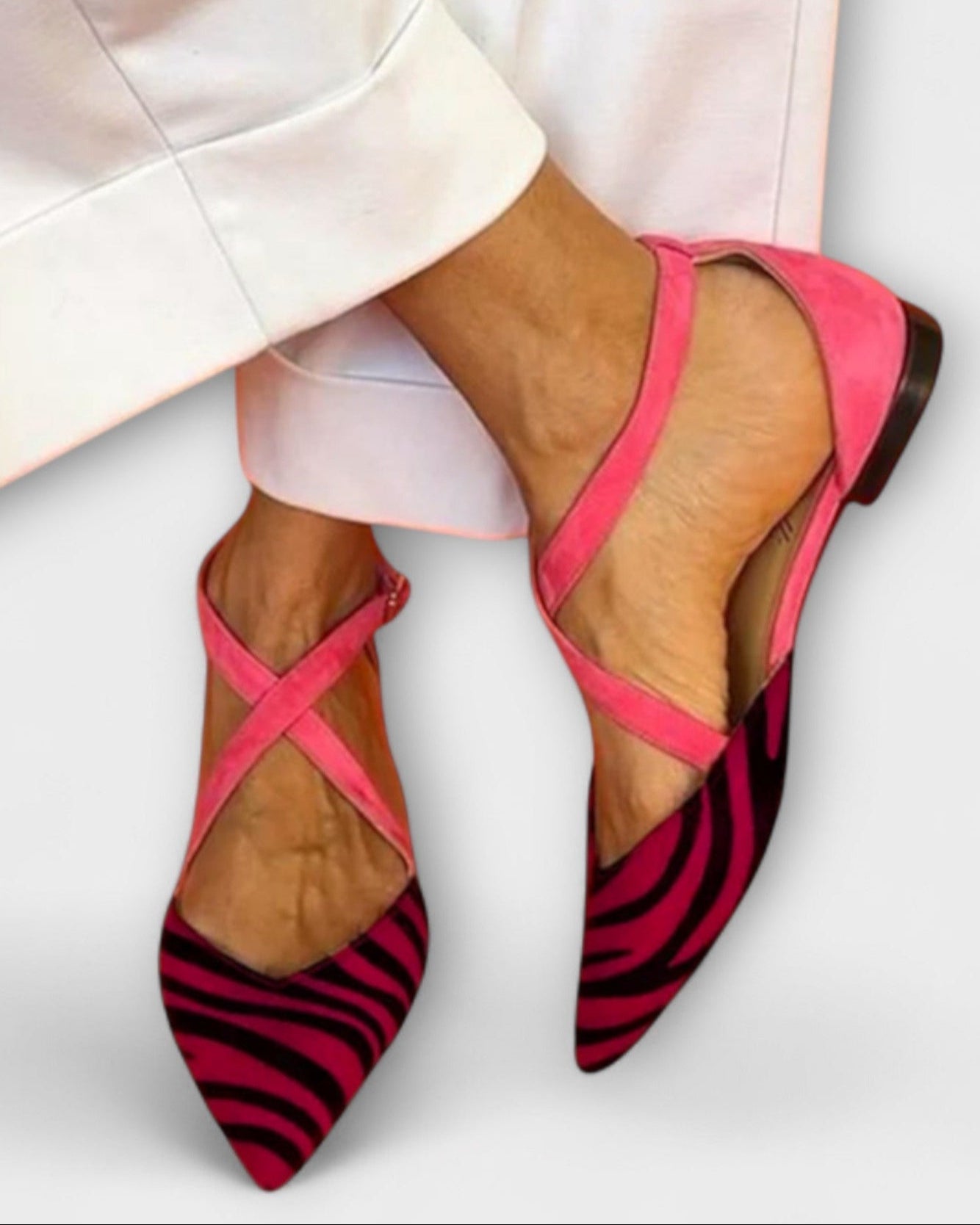 Lorelei | Ballerinas mit Zebradruck und gekreuzten Riemchen