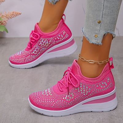 Svenja | Damen-Plateau-Sneaker mit Strasssteinen
