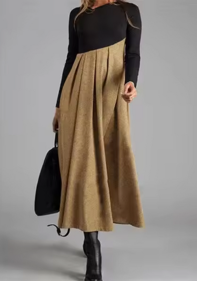 Karin | Asymmetrisches Midikleid mit Farbblöcken