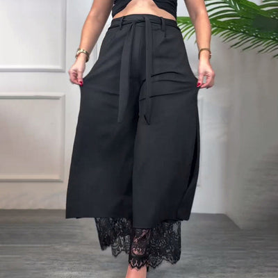 Elisabeth | Palazzo-Hose mit durchsichtigen Spitzeinsätzen
