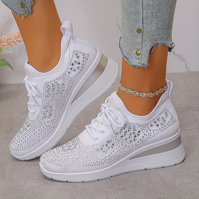 Svenja | Damen-Plateau-Sneaker mit Strasssteinen