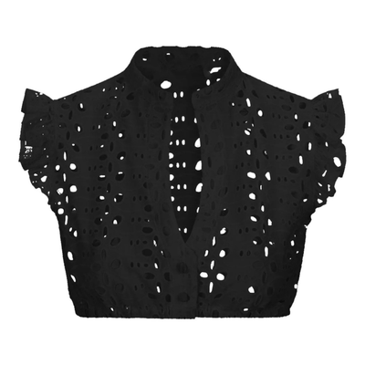 Helene | Schwarze Lochspitzen-Kurzbluse