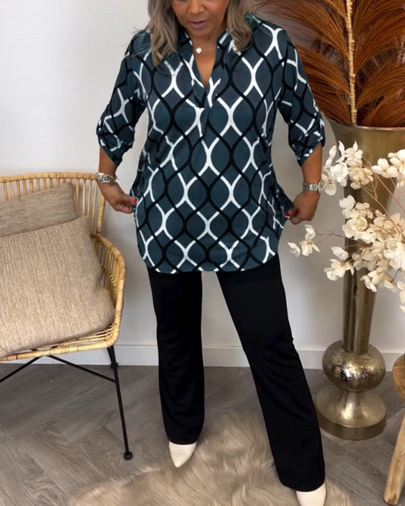 Eleonore | Moderne Bluse mit grafischem Druck und lockerem Schnitt