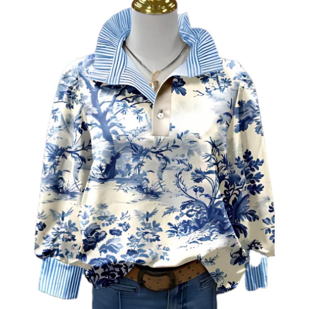 Luise | Bedruckte Bluse im Vintage-Stil