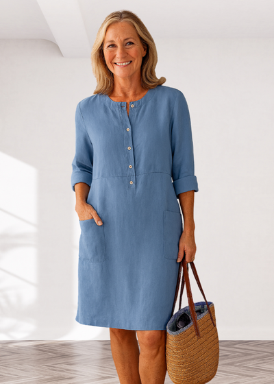 Eva | Gerade geschnittenes Kleid aus Baumwollmischung