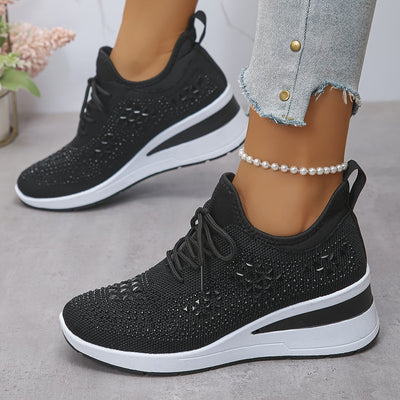 Svenja | Damen-Plateau-Sneaker mit Strasssteinen