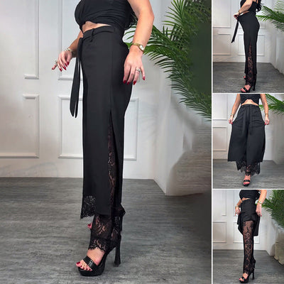 Elisabeth | Palazzo-Hose mit durchsichtigen Spitzeinsätzen