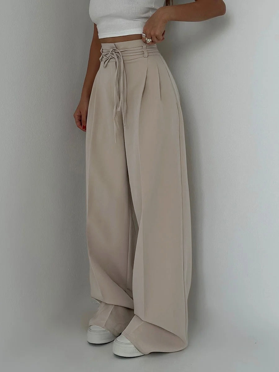 Francesca | Hochtaillierte Palazzo-Hose mit Bindegürtel