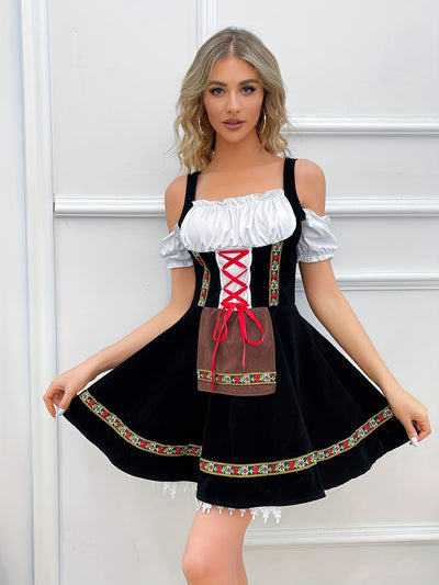 Elena | Schulterfreies Schwarzes Dirndl Kleid für Oktoberfest