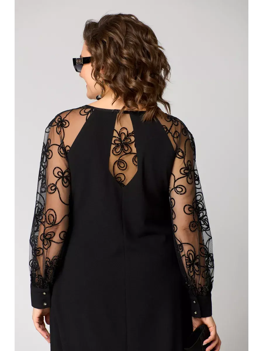 Emma | Midikleid in A-Linie mit bestickten transparenten Ärmeln