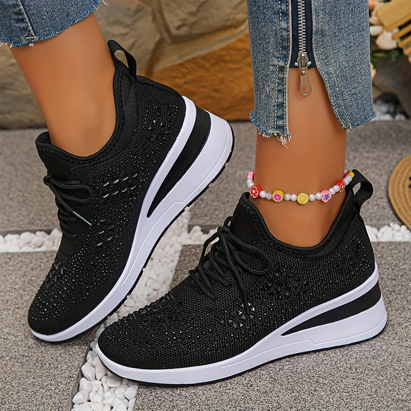 Svenja | Damen-Plateau-Sneaker mit Strasssteinen