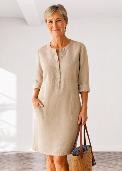 Eva | Gerade geschnittenes Kleid aus Baumwollmischung