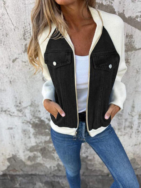 Amalie | Patchwork-Bomberjacke im Trucker-Stil