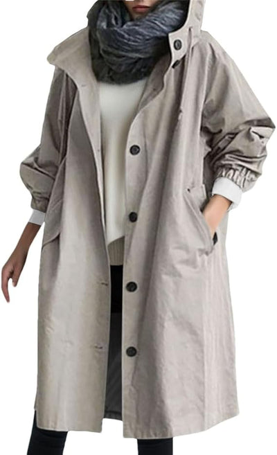 Elena | Midicoat mit Kapuze und Oversized-Silhouette