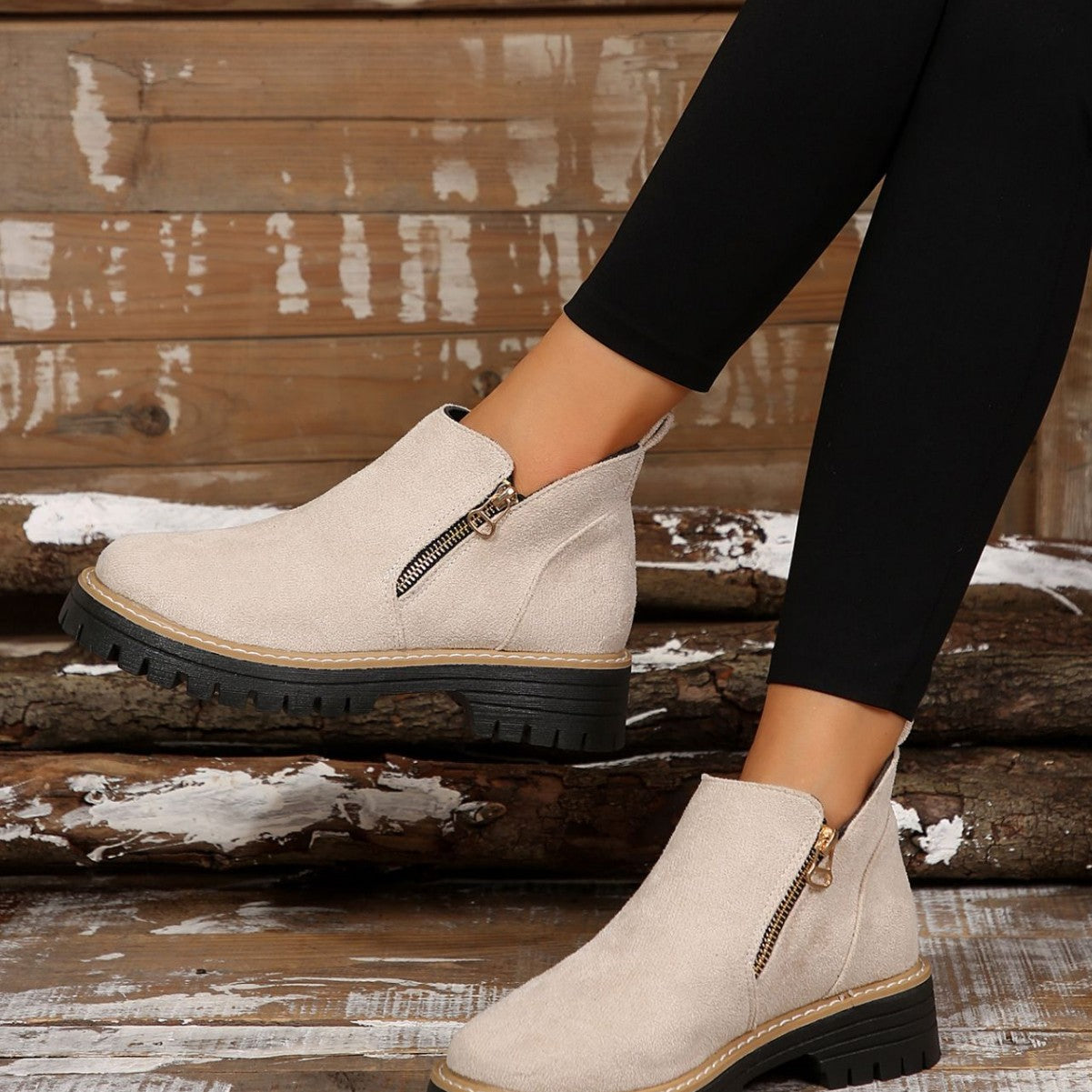 Adelheid | Wildleder-Stiefeletten mit Blockabsatz