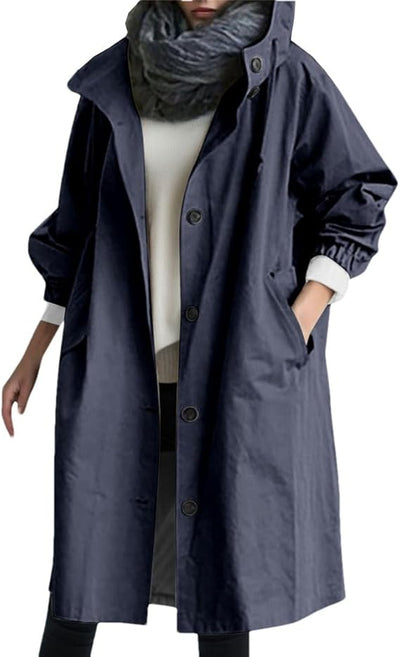 Elena | Midicoat mit Kapuze und Oversized-Silhouette