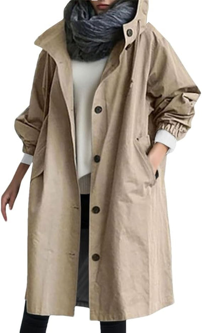 Elena | Midicoat mit Kapuze und Oversized-Silhouette