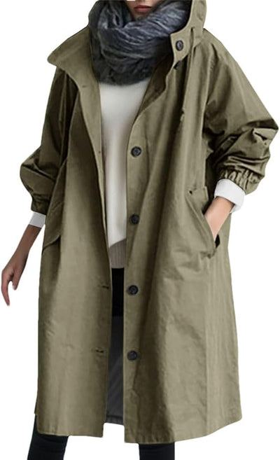 Elena | Midicoat mit Kapuze und Oversized-Silhouette