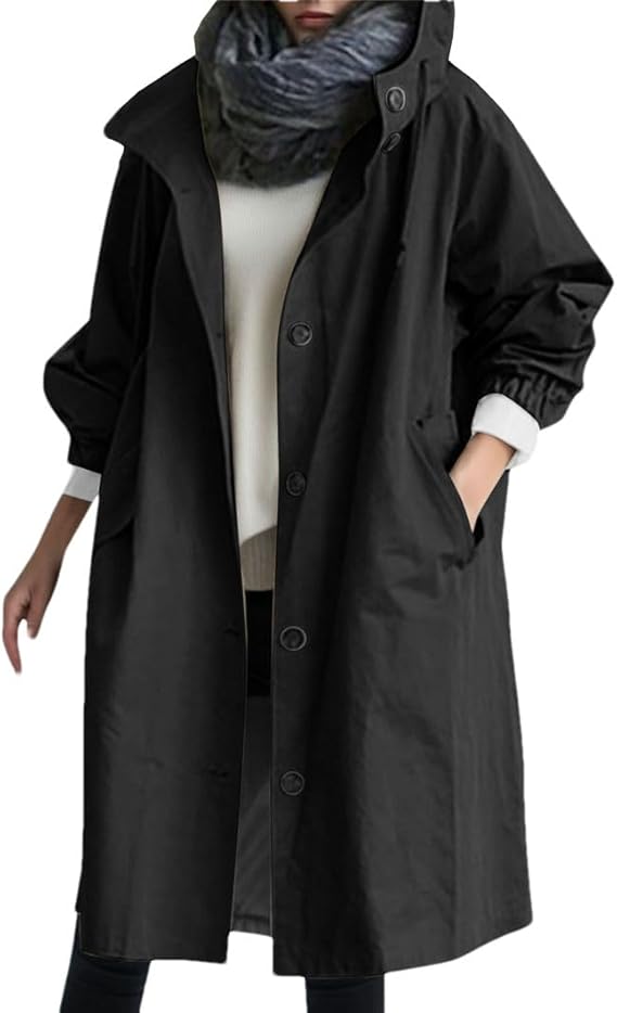 Elena | Midicoat mit Kapuze und Oversized-Silhouette