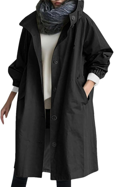 Elena | Midicoat mit Kapuze und Oversized-Silhouette